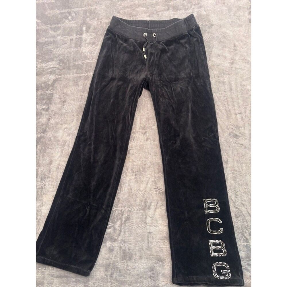 BCBG Max Azria Women's Velour Rhinestone Pants - Black, Size Medium